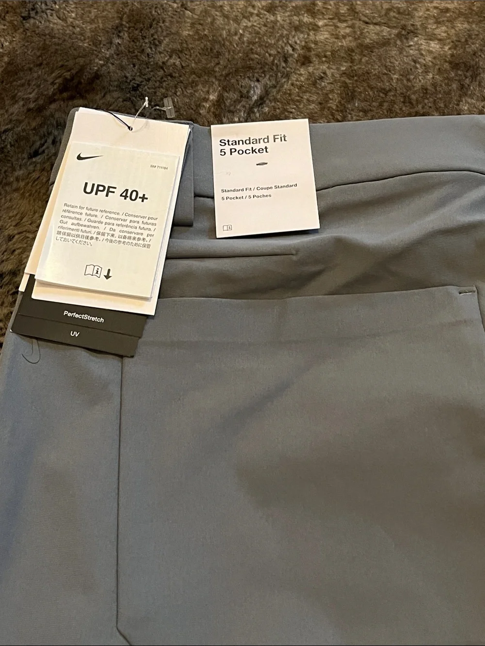 Nike 24.7 Perfect Stretch Pants Mens 34X34  Dri FIT  HQ6930-084 UV Gray $125